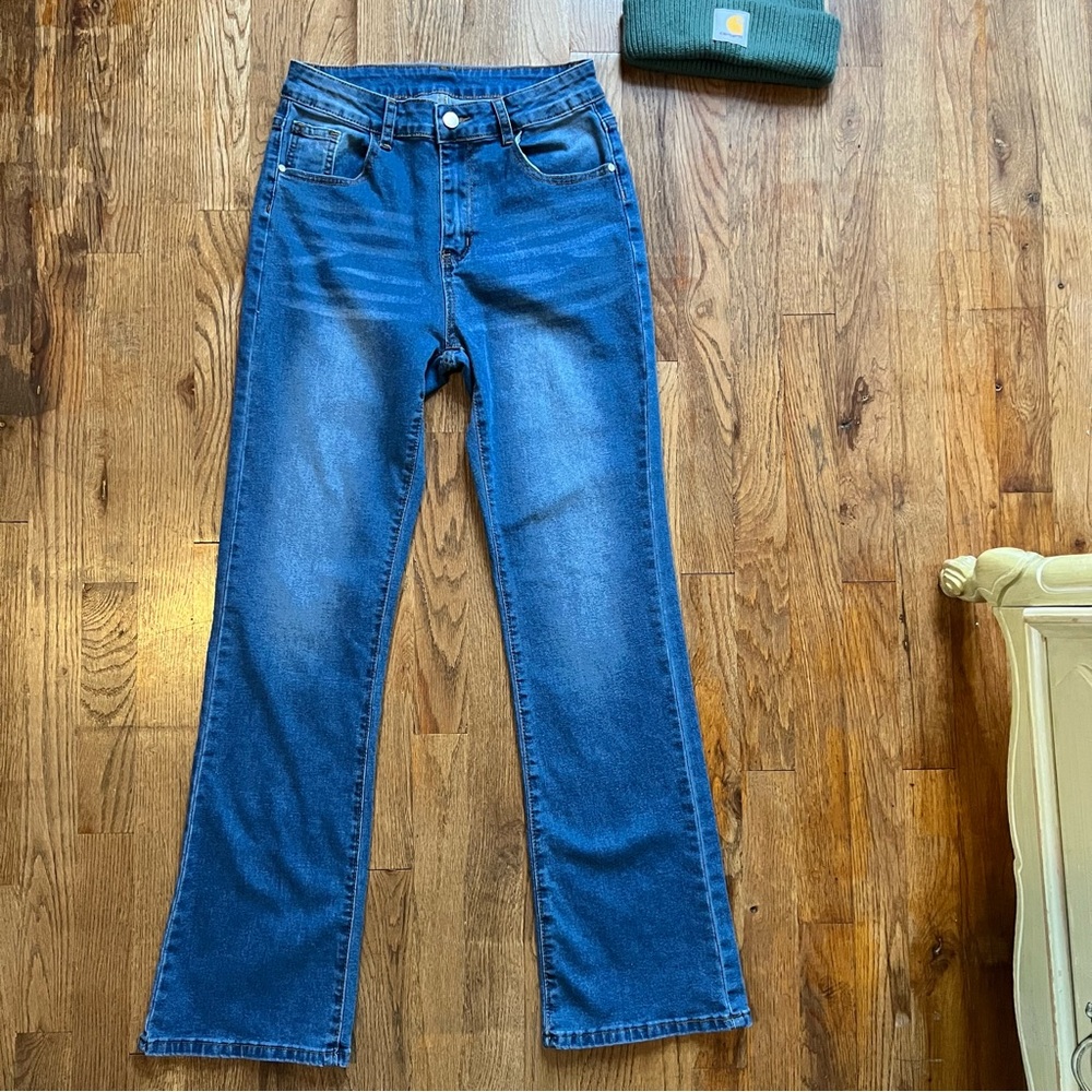 Women's Flare Leg Blue Denim Jeans Nova Blue Womens Medium